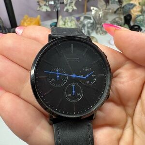 Uri Minkoff Black Men's Watch with Blue Accents